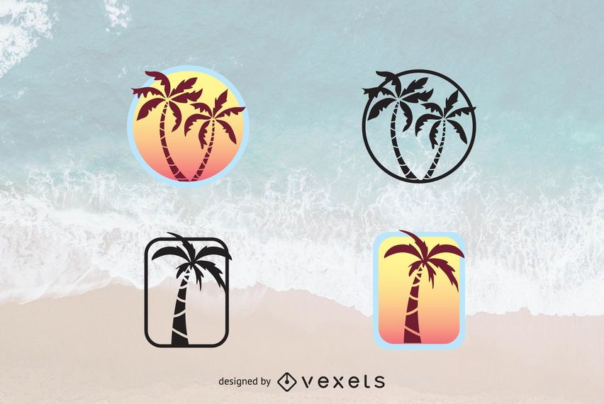 852x570 Palm Tree Logo Set