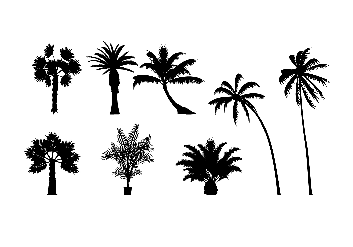Palm Tree Silhouette Free Vector Art. 