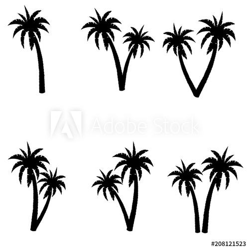 500x500 Set Of Palms Palm Tree Vector Image Palm Tree Silhouette