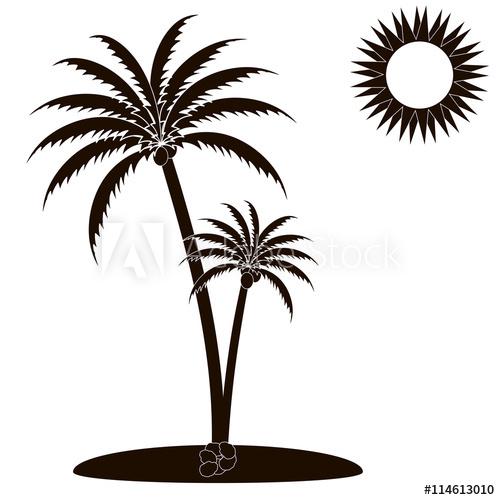 500x500 Icon Palm Tree On A White Background Palm Tree With Coconuts