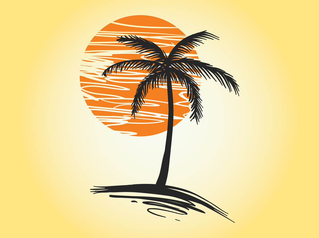 1024x765 Sunset Palm Vector Vector Art Graphics