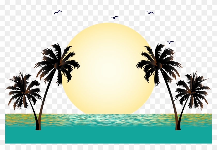 840x579 Black And White Stock Palms Vector Sunset