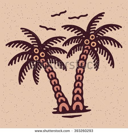 450x470 Traditional Tattoo Flash Palms, Vector Illustration On Grange