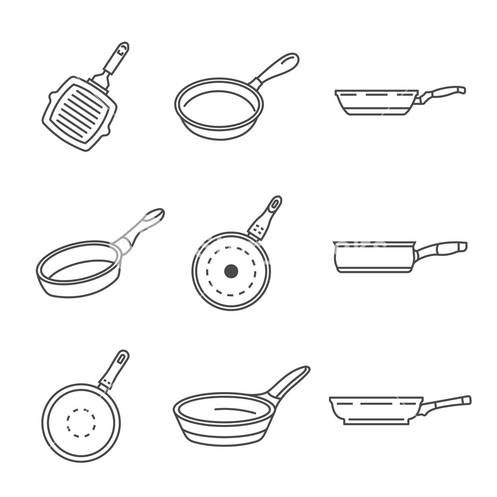 Griddle Pan Icon Set Outline Set Of Griddle Pan Vector Icons 1000x1000 Griddle Pan Icon Set Outline Set Of Griddle Pan Vector Icons
