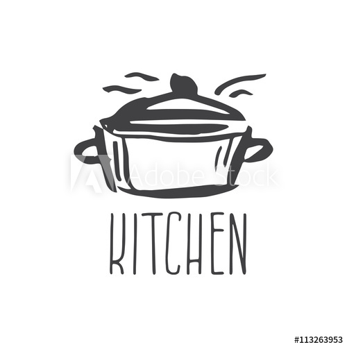 Hand Drawn Logo With Kitchen Pan Vector Illustration 500x500 Hand Drawn Logo With Kitchen Pan Vector Illustration