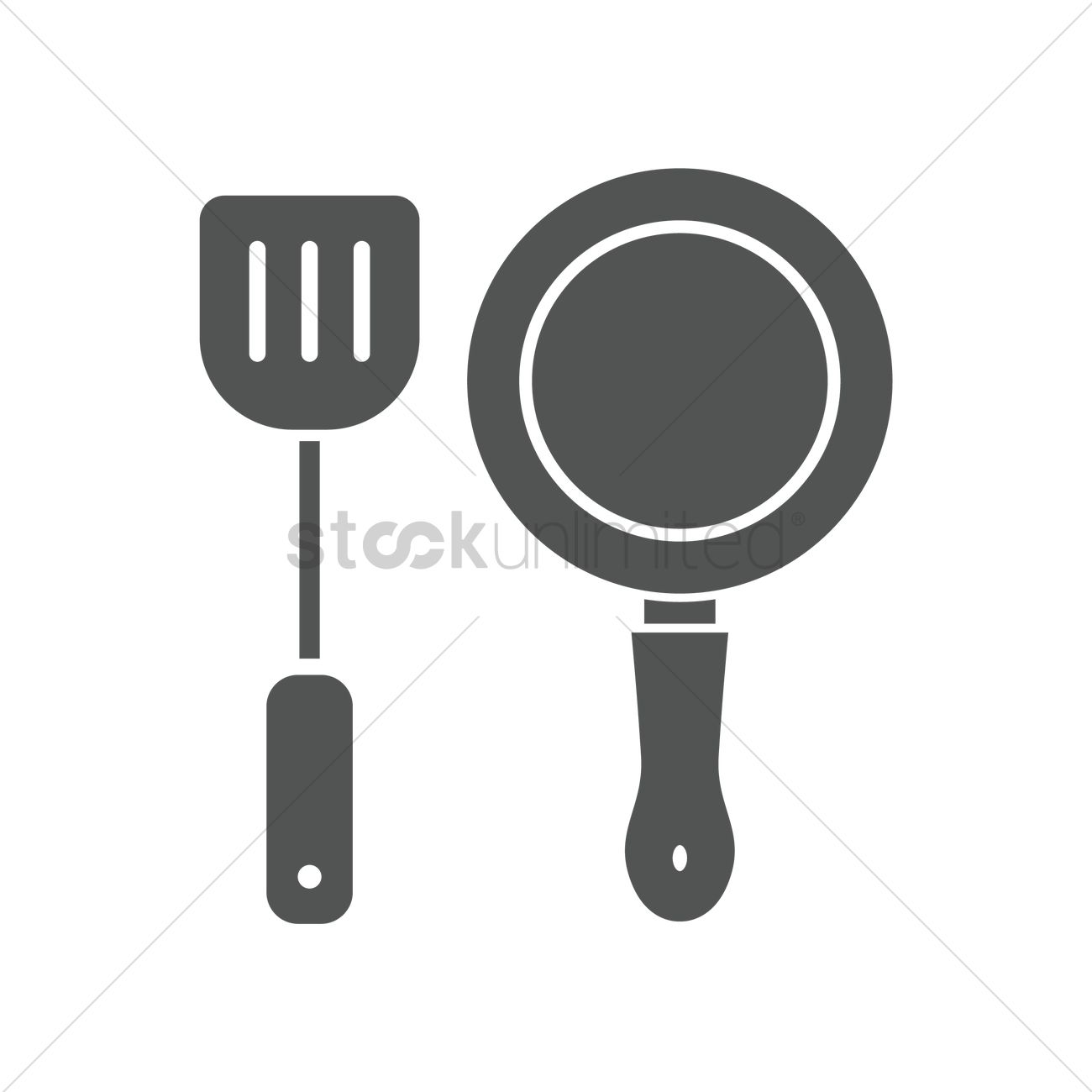 Spatula And Frying Pan Vector Image 1300x1300 Spatula And Frying Pan Vector Image