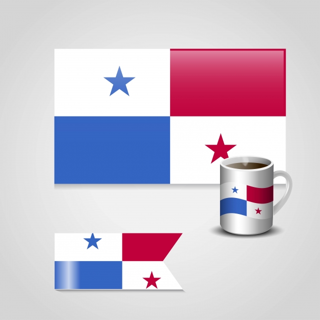 640x640 Panama Flag Printed On Coffee Cup And Small Flag, Backdrop