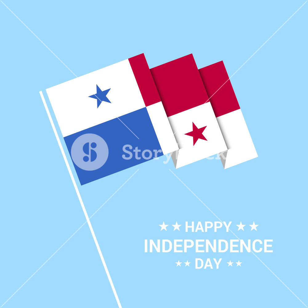 1000x1000 Panama Independence Day Typographic Design With Flag Vector