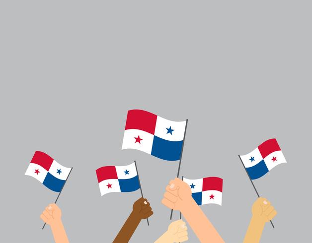 628x490 Human Hands Holding Panama Flags On White Background