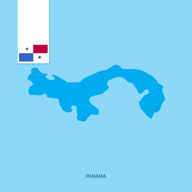 640x640 Panama Country Map With Flag Over Blue Background, Central