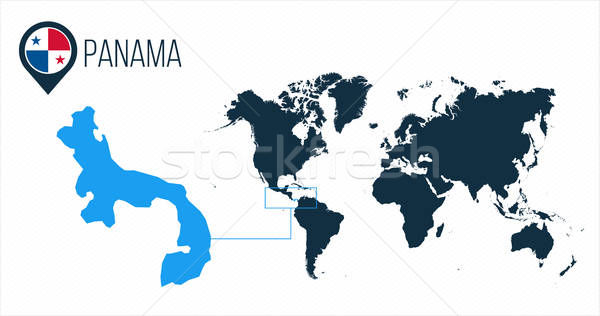 600x316 Panama Map Located On A World Map With Flag And Map Pointer Or Pin