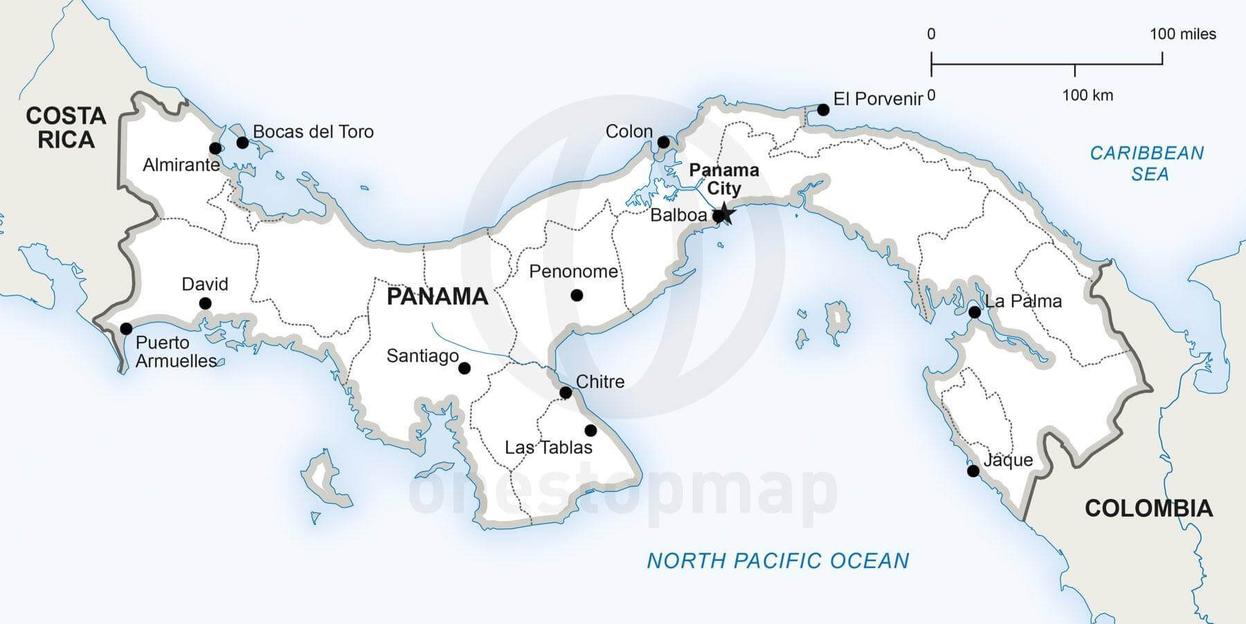 1800x902 Vector Map Of Panama Political One Stop Map
