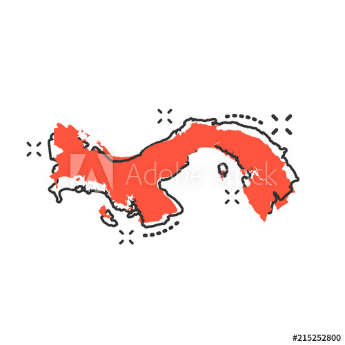 500x500 Vector Cartoon Panama Map Icon In Comic Style Panama Sign