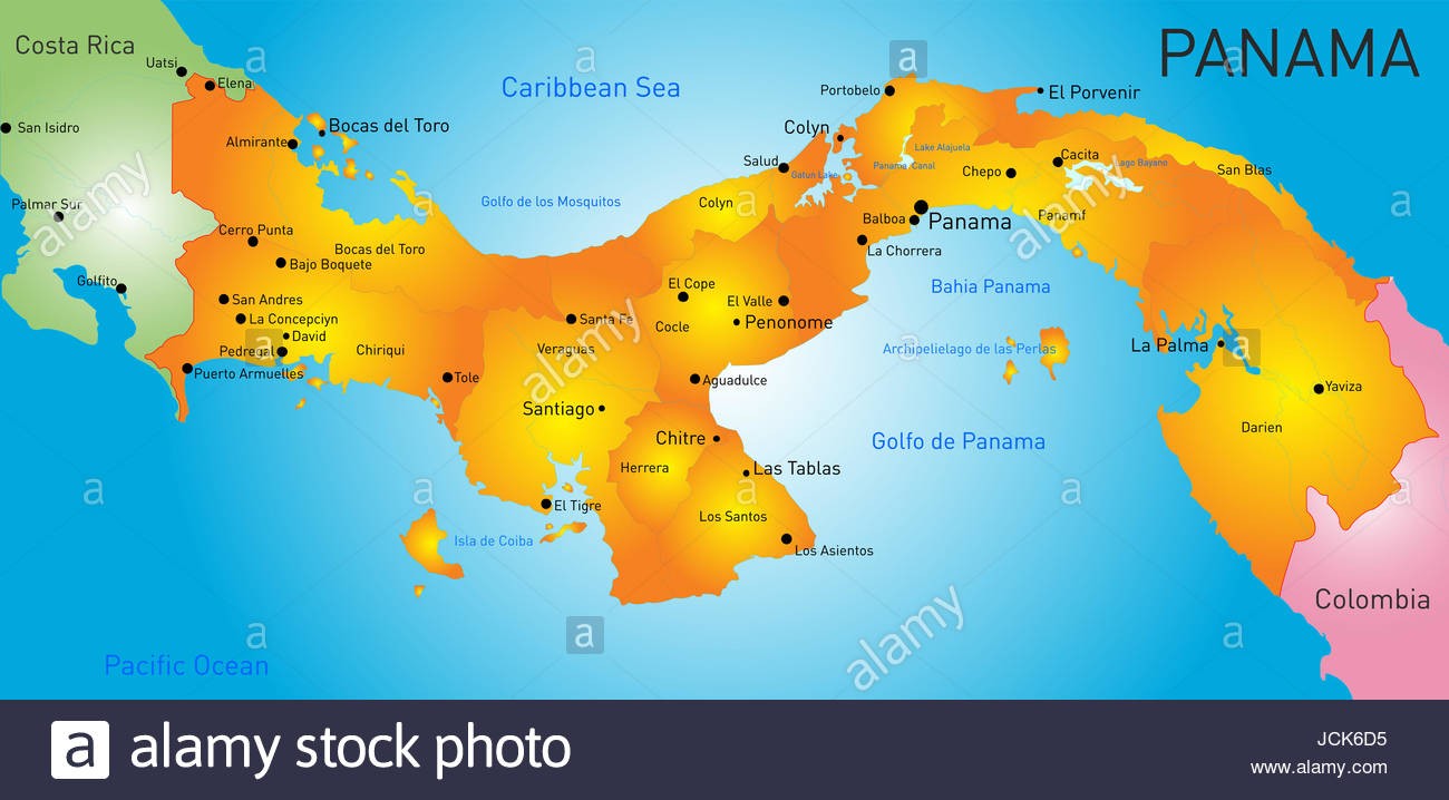 1300x718 Map Of Panama Country Vector Color