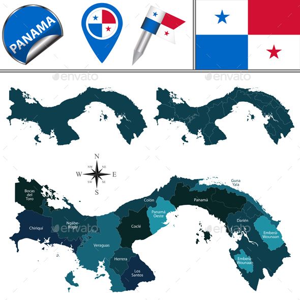 590x590 Map Of Panama With Named Provinces And Comarcas Travel Vectors