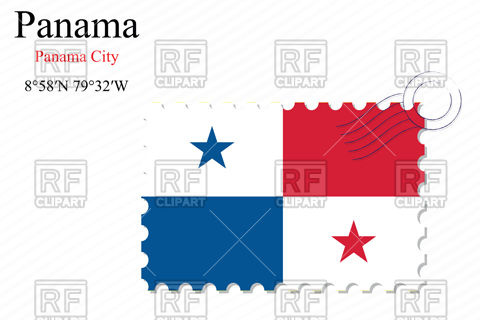 480x320 Postage Stamp With Flag Of Panama Vector Image Of Signs, Symbols