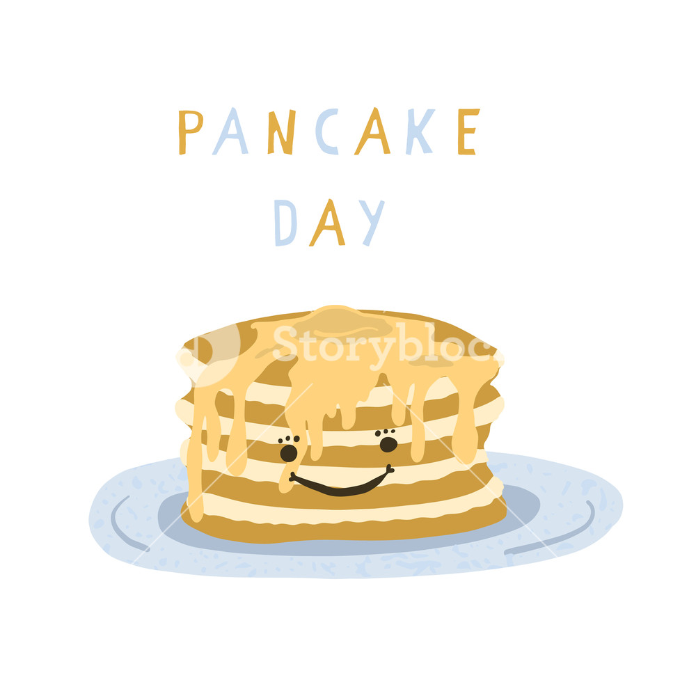 Cute Pancake Day Breakfast Vector Illustration Hand Drawn Stack 1000x1000 Cute Pancake Day Breakfast Vector Illustration Hand Drawn Stack