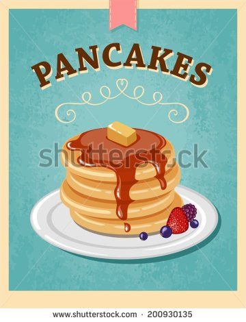 Vector Vintage Styled Pancakes Poster 360x470 Vector Vintage Styled Pancakes Poster