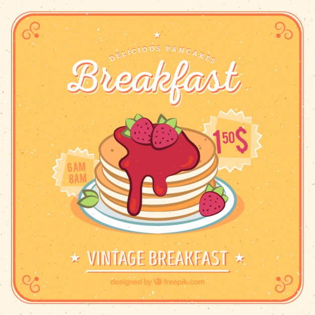 626x626 Hand Drawn Pancakes With Strawberries Vector Free Download
