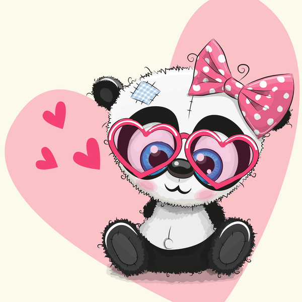 600x600 Heart With Cute Panda Cartoon Vector Free Download