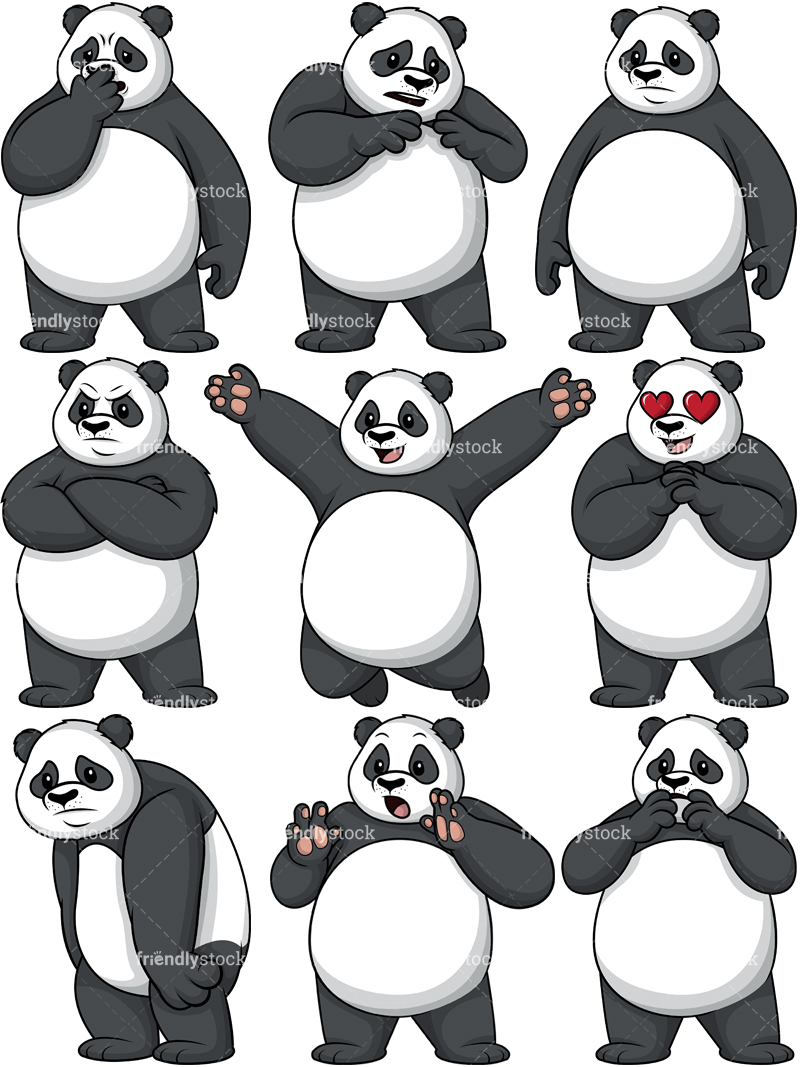 800x1067 Panda Cartoon Character Vector Clipart