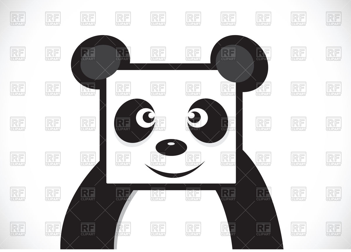 1200x863 Panda Cartoon Character With Square Head Vector Image Of Plants
