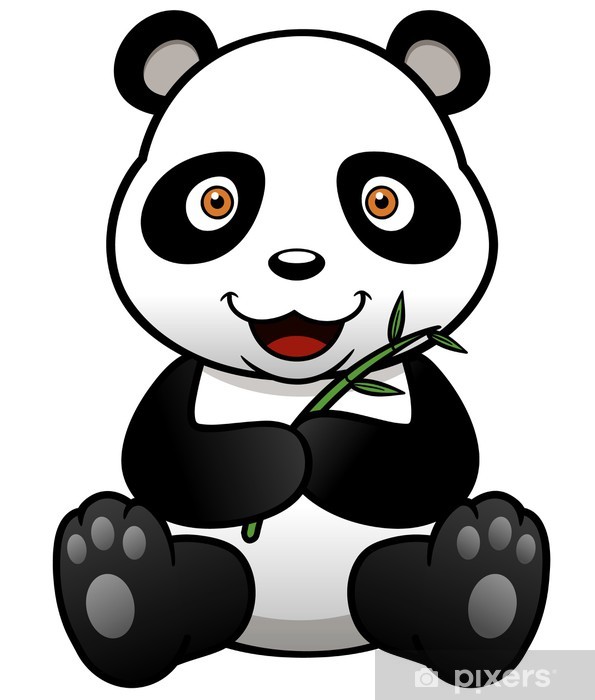 595x700 Vector Illustration Of Panda Cartoon With Bamboo Sticker Pixers