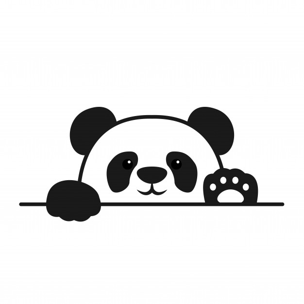626x626 Cute Panda Paws Up Over Wall, Panda Face Cartoon Icon Vector