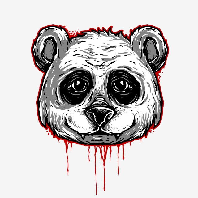 640x640 Scary Panda Face Cartoon Character Vector, Baby, Animal, Drawn Png