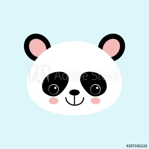 500x500 Cute Panda Face Vector Iconon Blue Background