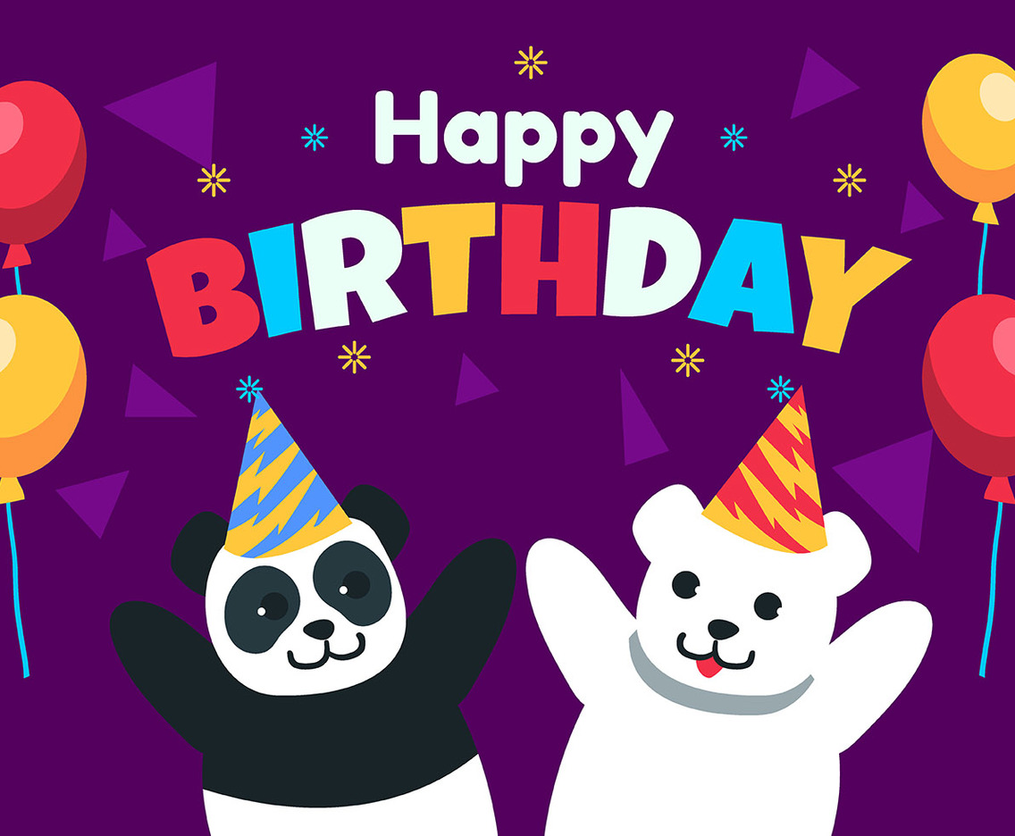 1136x936 Happy Birthday Animal Panda And Polar Bear Vector Art Graphics
