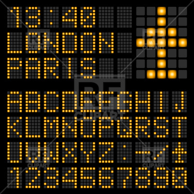 400x400 Matrix Type Airport Timetable Indicating Panel Vector Image
