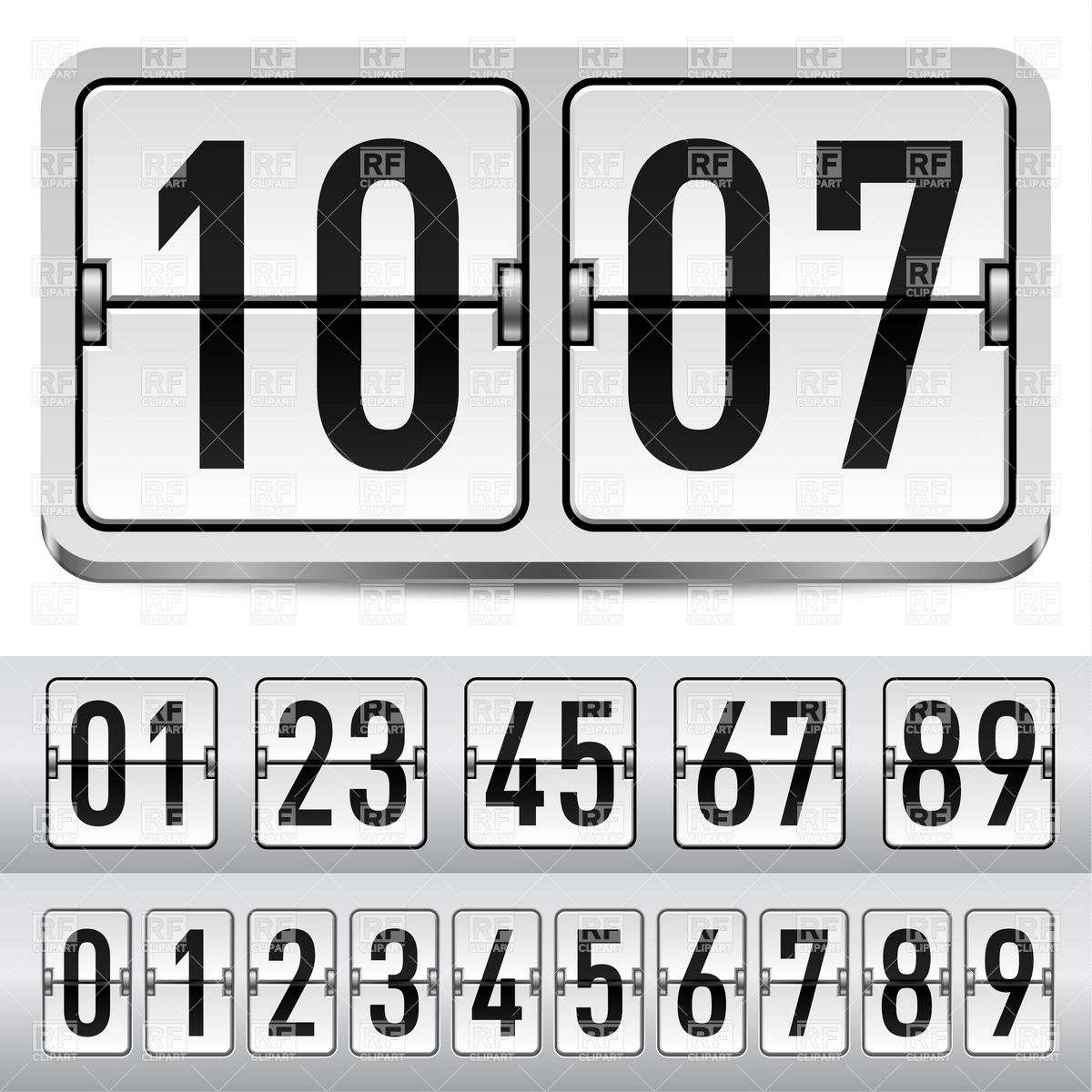 1200x1200 Numbers Of Gray Mechanical Scoreboard Panel Vector Image Of Signs