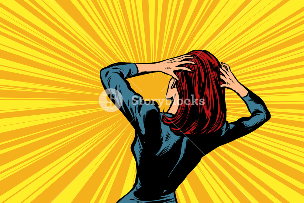 1000x667 Pop Art Woman In Panic Retro Vector Illustration Comic Cartoon