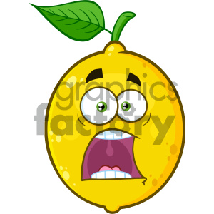 300x300 Royalty Free Rf Clipart Illustration Scared Yellow Lemon Fruit