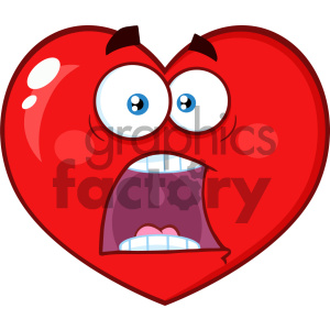 300x300 Scared Red Heart Cartoon Emoji Face Character With Panic