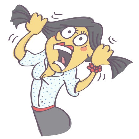 450x450 Woman Pulling Her Hair In Distraught And Panic, Vector Cartoon