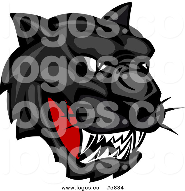 600x620 Royalty Free Vector Of A Logo Of A Fierce Black Panther Face