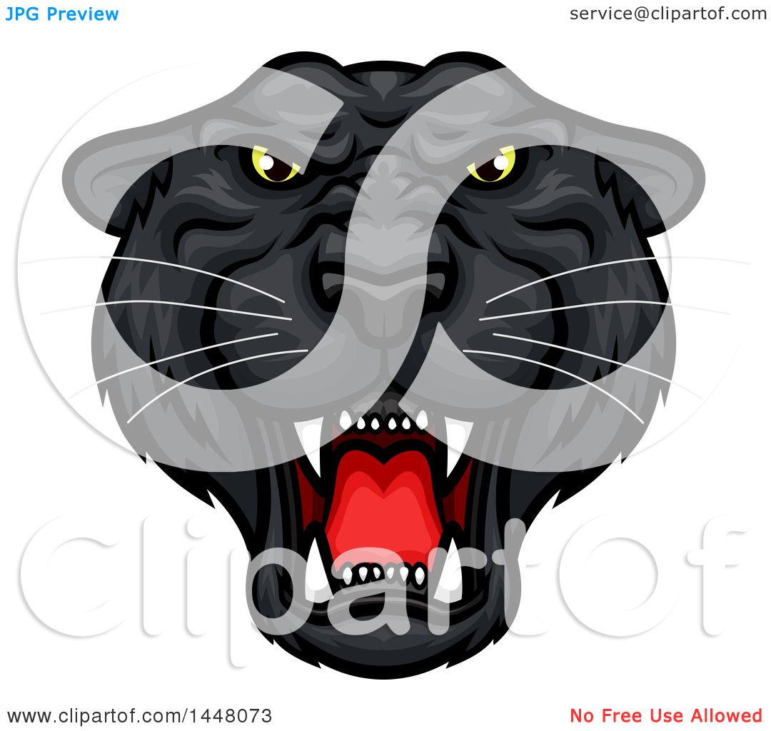 1080x1024 Clipart Of A Vicious Black Panther Big Cat Mascot Face