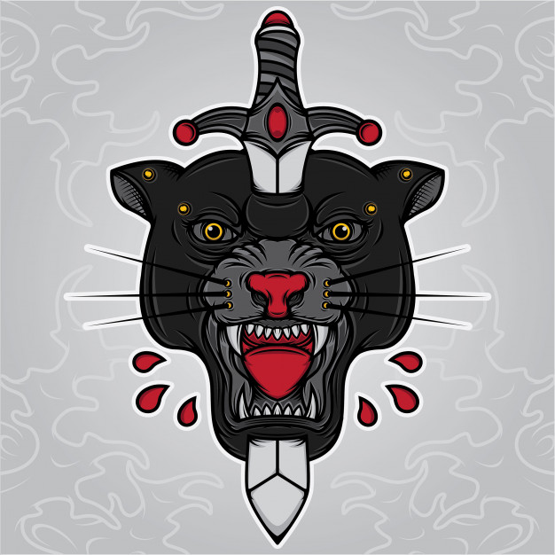 Black Panther Head And Dagger Tattoo Vector Premium Download 626x626 Black Panther Head And Dagger Tattoo Vector Premium Download