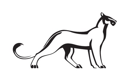 450x270 Black Stylized Silhouette Of Panther Vector Wildcat Illustration