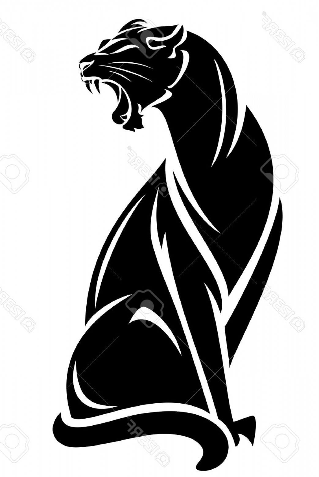1042x1560 Photostock Vector Black Panther Design Element Sitting Big Cat