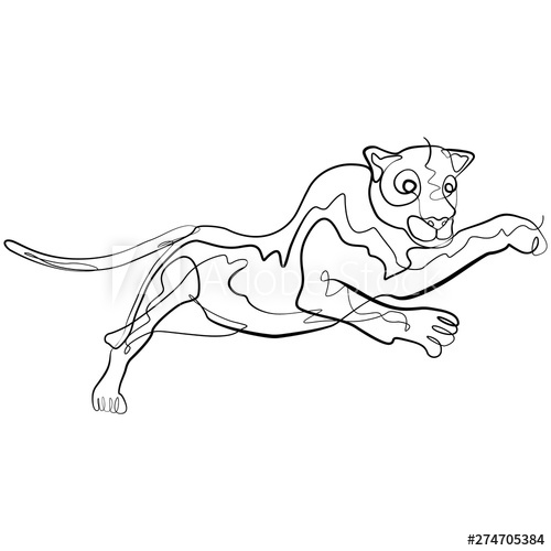 500x500 Big Cat One Line Drawing Continuous Line Panther Animal Vector