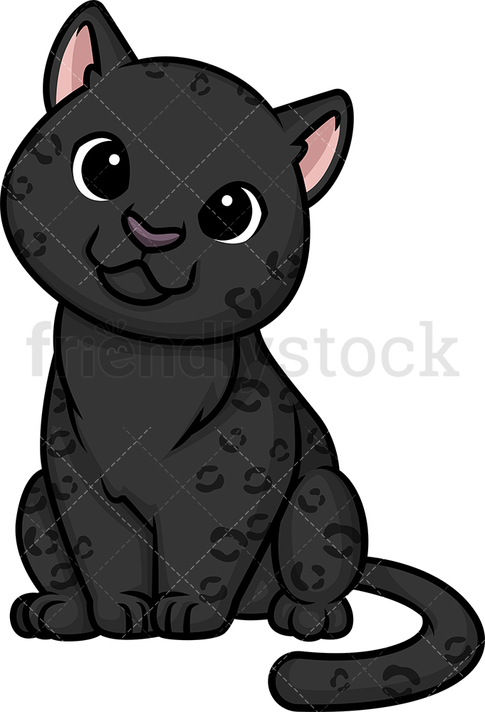 681x1000 Chibi Kawaii Black Panther Clipart Cartoon Vector
