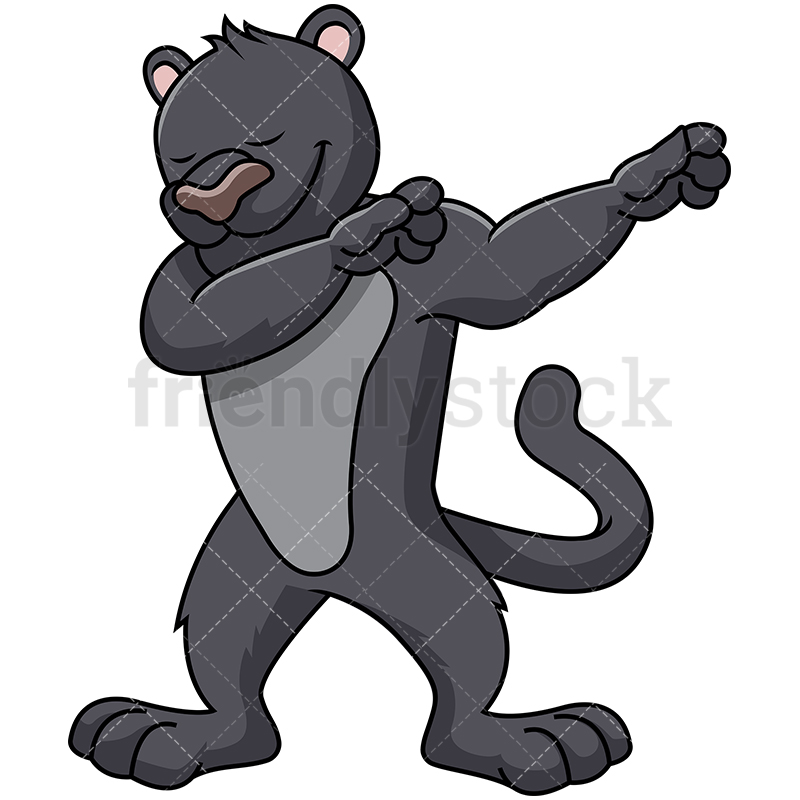 800x800 Dabbing Black Panther Cartoon Vector Clipart