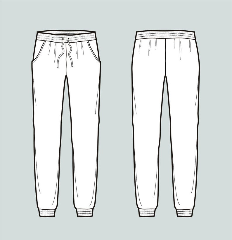 794x824 Jogger Pants Vector Fashion Flat Sketch Adobe Illustrator Etsy