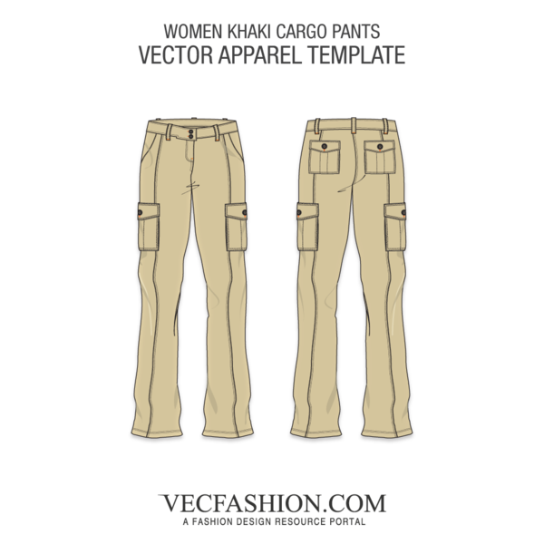 600x600 Khaki Cargo Pants Vector Template