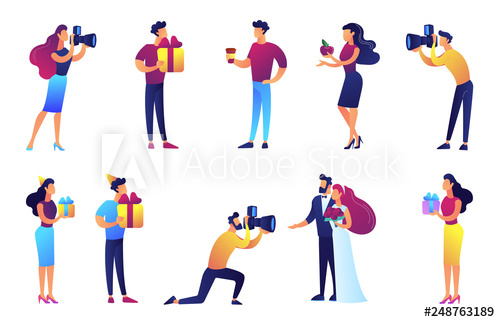 500x322 Photographers And Wedding Vector Illustrations Set Paparazzi