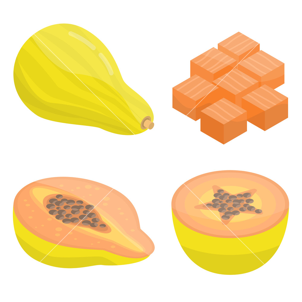 1000x1000 Papaya Icons Set Isometric Set Of Papaya Vector Icons For Web