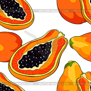 300x300 Seamless Pattern Thailand Exotic Fruit Papaya